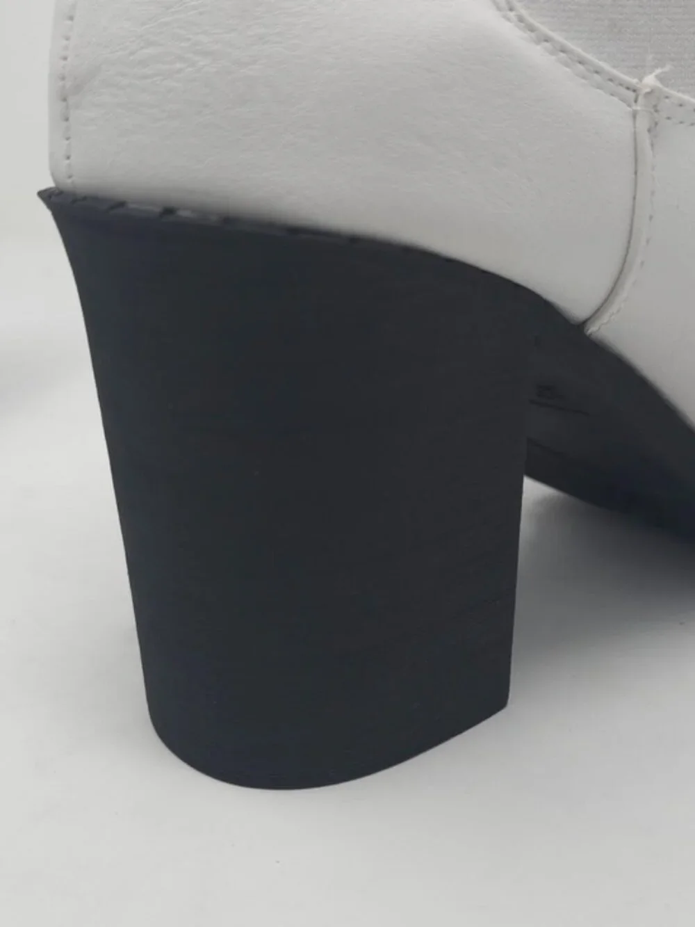 White Chunky Heel Ankle Boots Chelsea Style Platform Minimalist Trendy - Picture 8 of 10